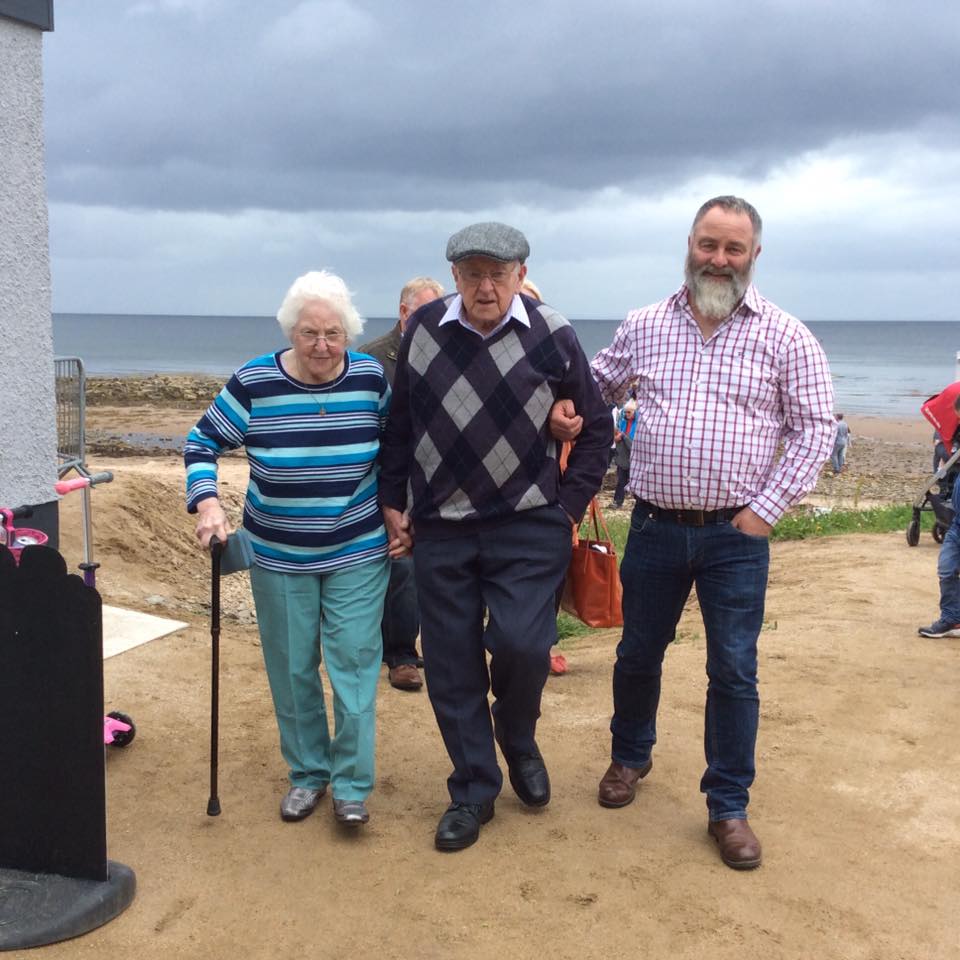 Mary and Peter MacKenzie with son Neil at the Whiting Bay Memories Reunion 16th July 2016